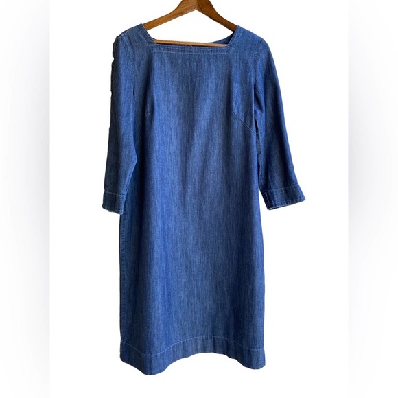 Talbots Striated Denim Shift Dress Women's Size 8 - Picture 3 of 8